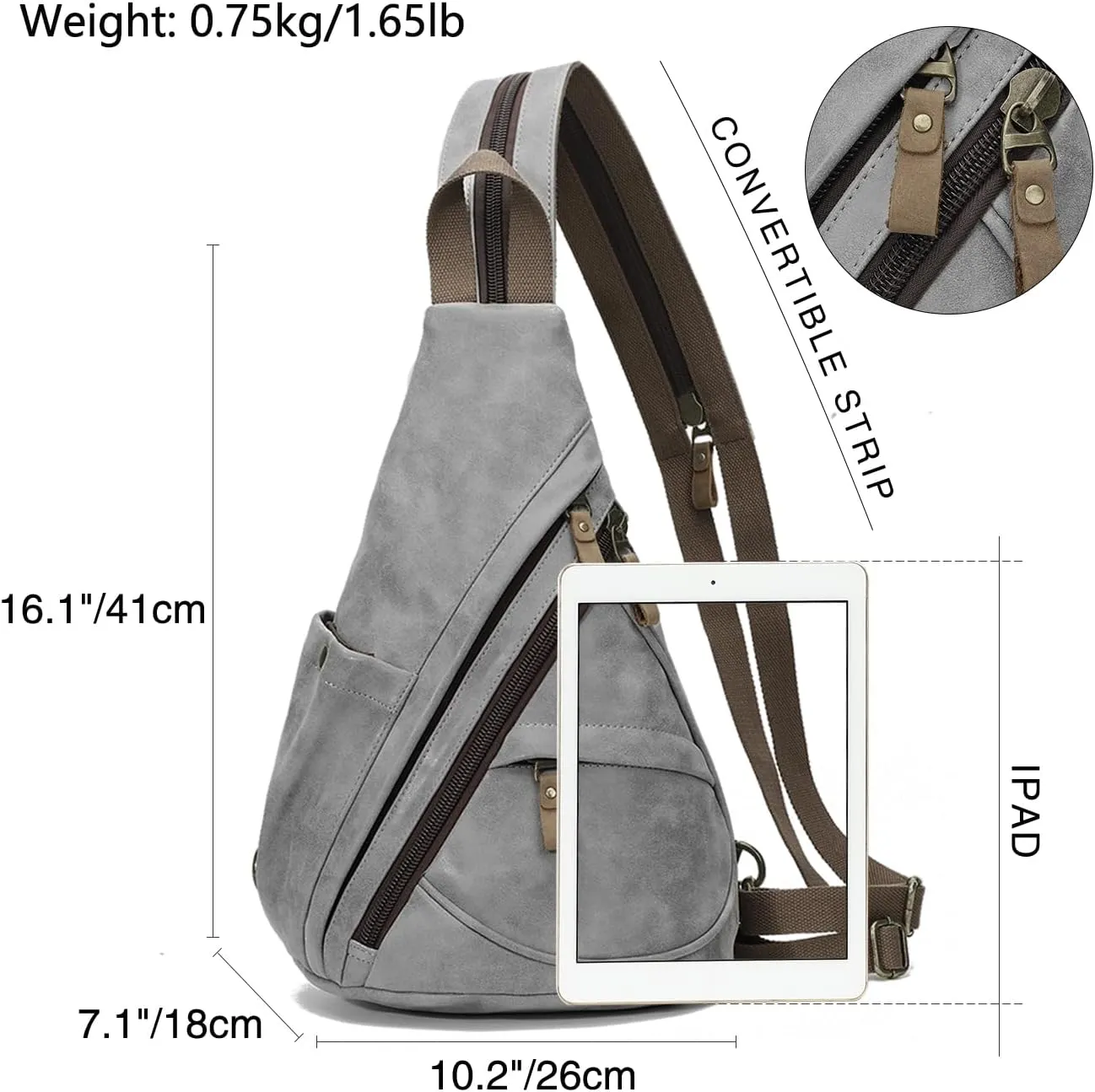 KL928 PU Leather Sling Bag - Small Crossbody Backpack Shoulder Casual Daypack Rucksack for Men Women