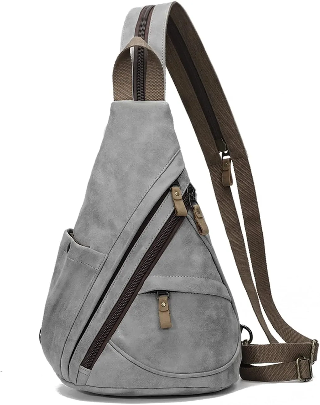 KL928 PU Leather Sling Bag - Small Crossbody Backpack Shoulder Casual Daypack Rucksack for Men Women