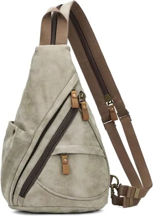 KL928 PU Leather Sling Bag - Small Crossbody Backpack Shoulder Casual Daypack Rucksack for Men Women