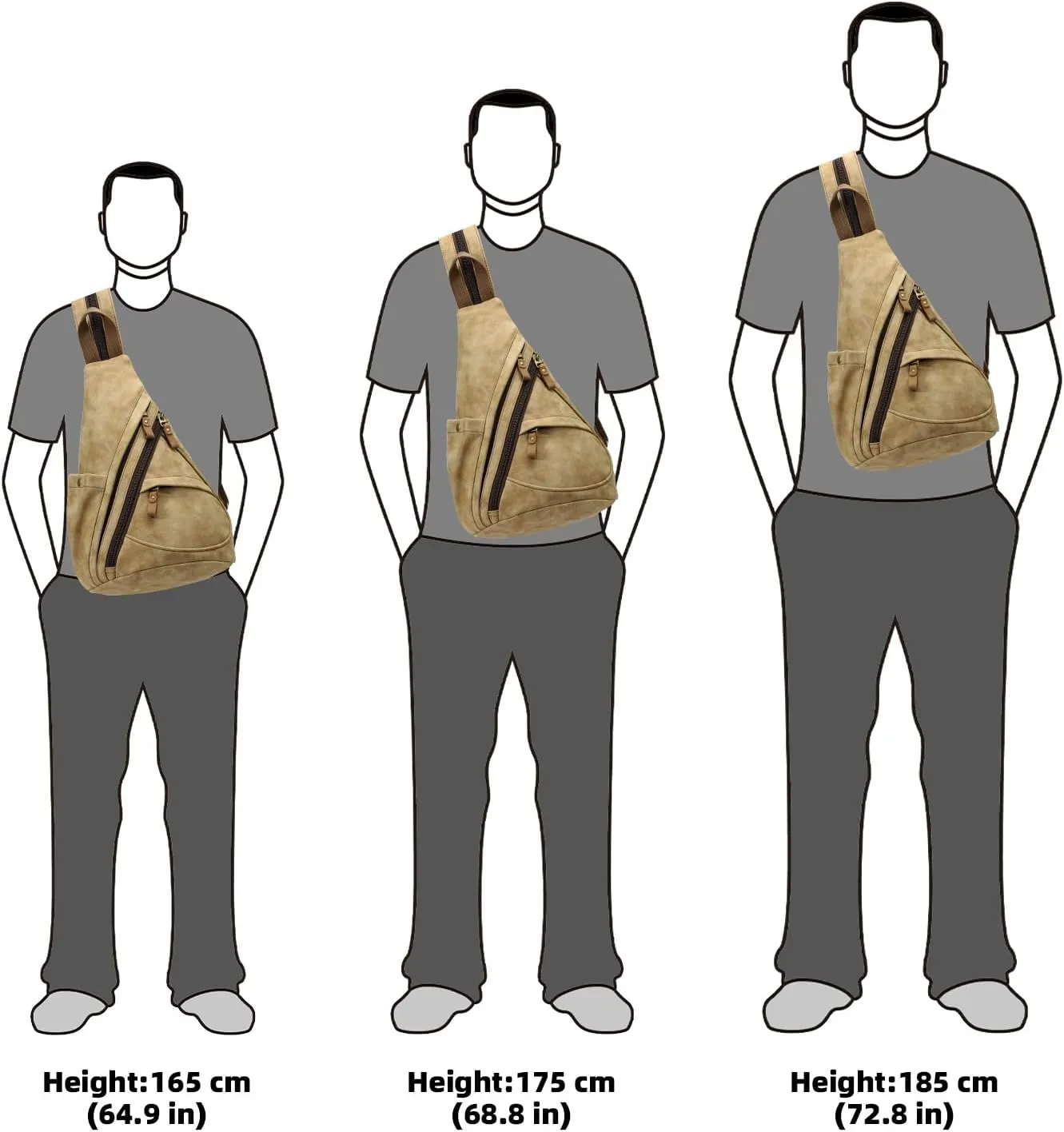 KL928 PU Leather Sling Bag - Small Crossbody Backpack Shoulder Casual Daypack Rucksack for Men Women