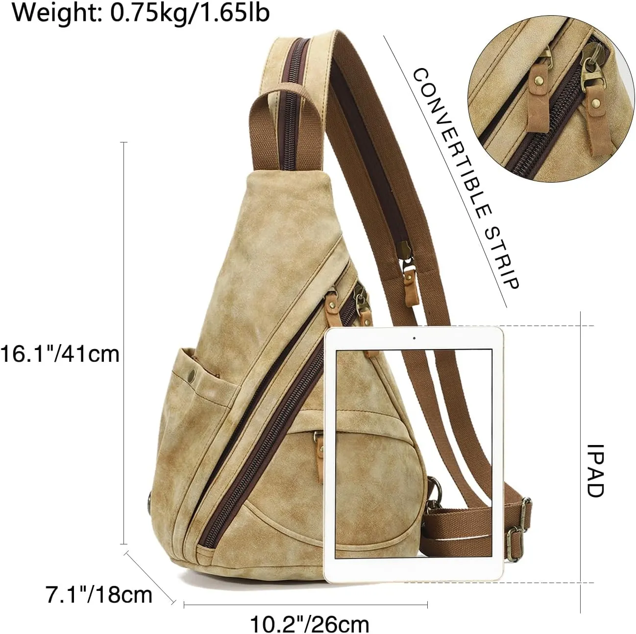 KL928 PU Leather Sling Bag - Small Crossbody Backpack Shoulder Casual Daypack Rucksack for Men Women