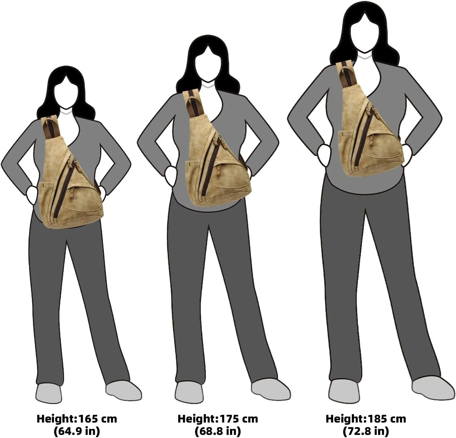 KL928 PU Leather Sling Bag - Small Crossbody Backpack Shoulder Casual Daypack Rucksack for Men Women
