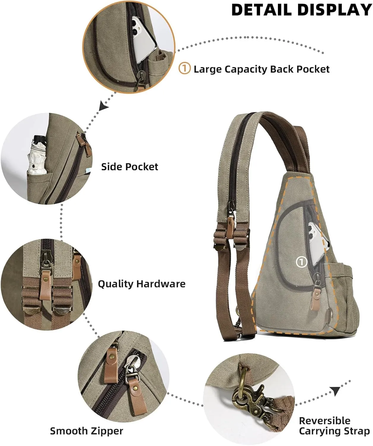 KL928 Sling Bag - Small Crossbody Backpack Shoulder Casual Daypack Rucksack for Men Women