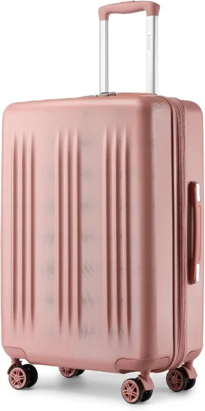 Kono 28 Inch Expandable Luggage with Spinner Wheels & TSA Lock, Scratch and Drop Resistant ABS & PC Hardside Large Checked Suitcase (Nude/Rose Gold)
