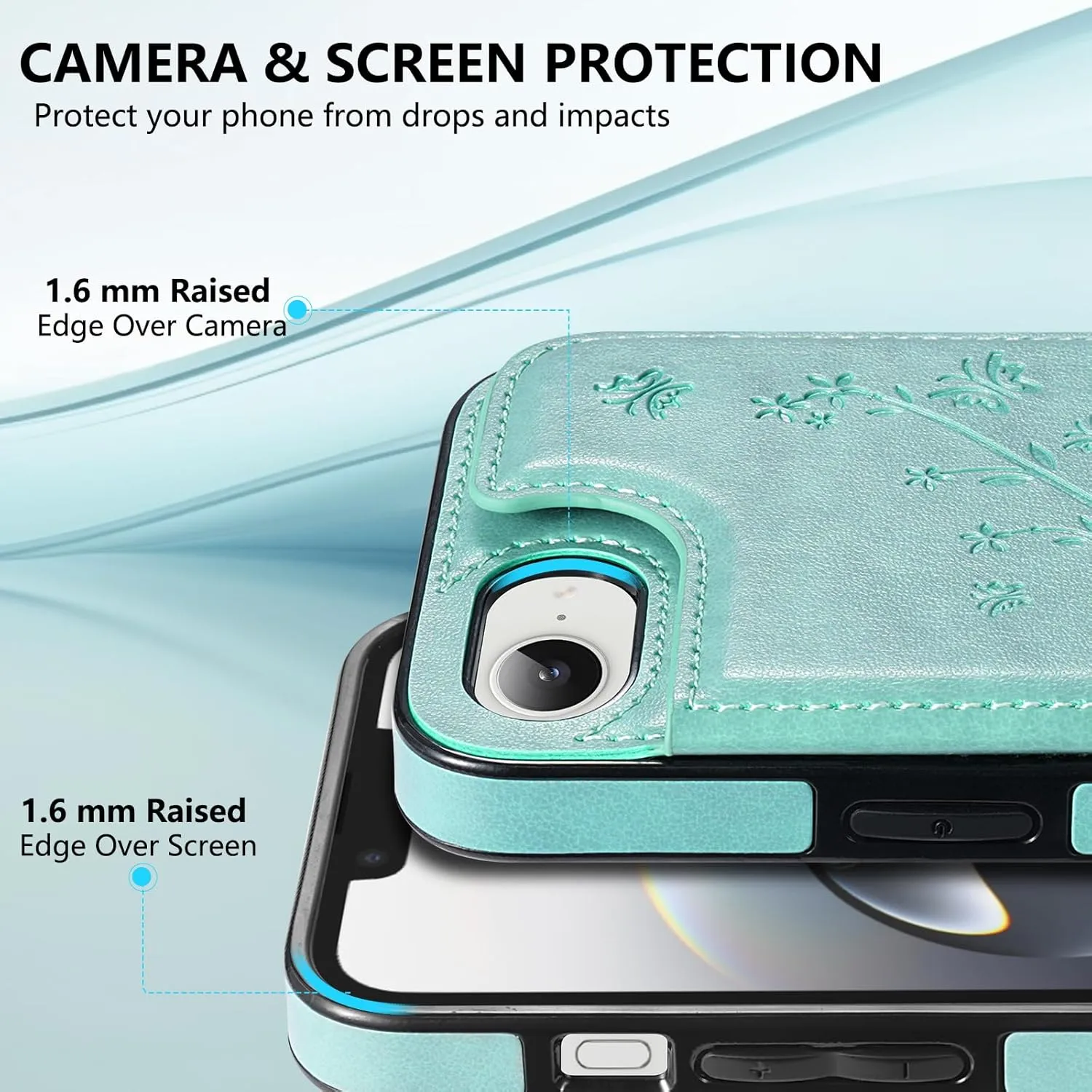 Korecase for iPhone 16E Wallet Case with Credit Card Slots,for iPhone 16e 2025 Premium Embossed Butterfly Flower Case,Back Flip Shockproof Protective Cover for Women -Rose Gold