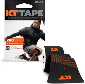 KT Tape, Pro Synthetic Kinesiology Athletic Tape, 20 Count, 10” Precut Strip