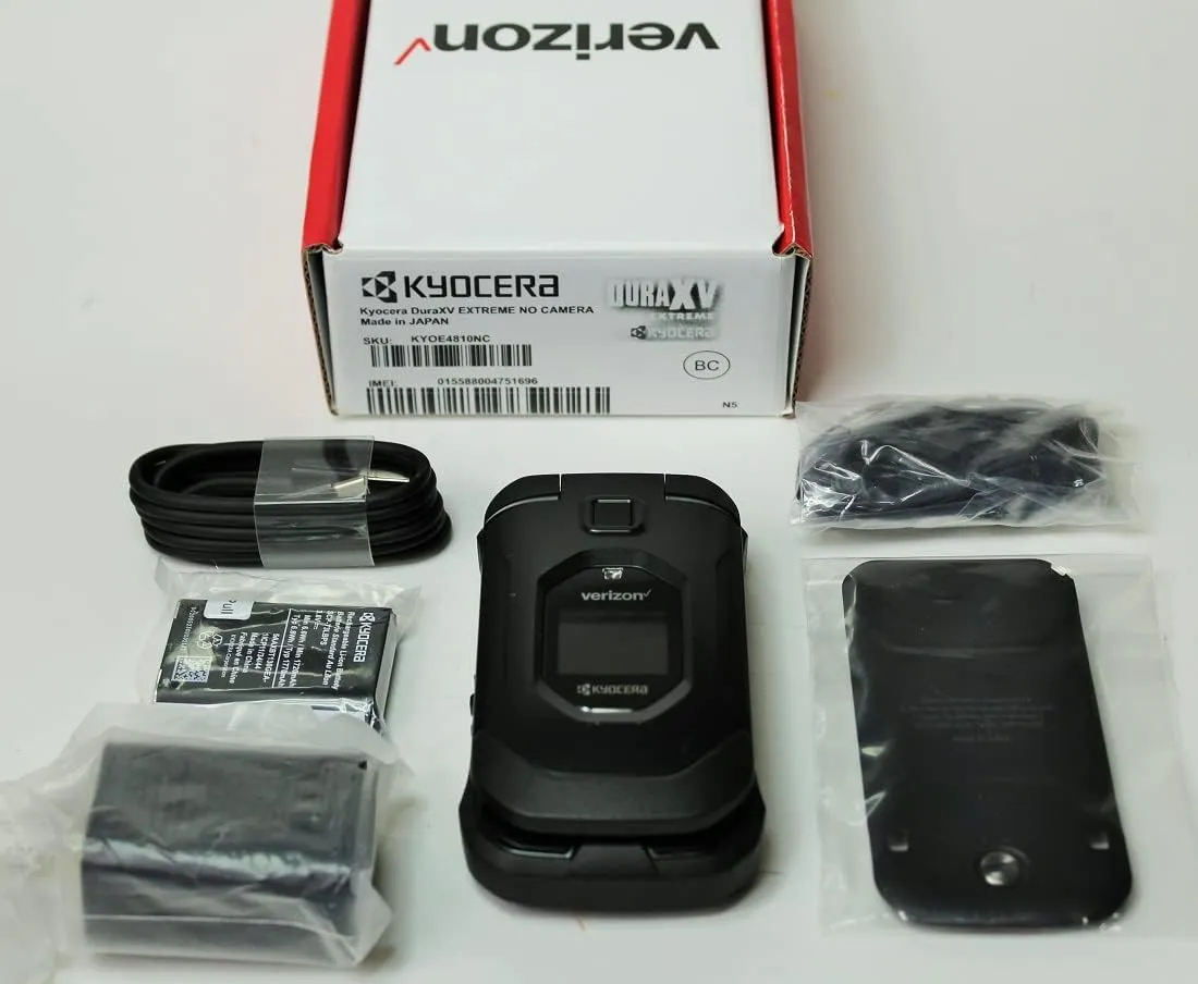 Kyocera DuraXV Extreme KYOE4810NC e4810 nc No-Camera Waterproof Rugged Flip Cell Phone Verizon & GSM Unlocked (Renewed)