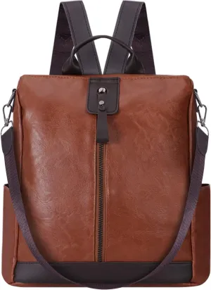Ladies Anti-Theft Leather Backpack Women Vintage Shoulder Bag Travel Rucksack Womens Casual Daypacks Working Bags Multi Pocket Soft Leather Lightweight 20L