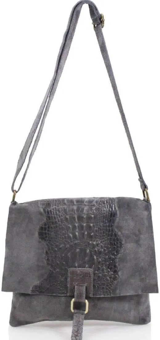 Ladies Real Suede Leather Snakeskin Print Crossbody Shoulder Work Bags