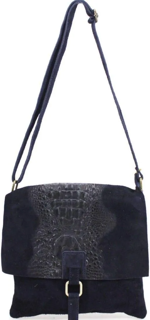 Ladies Real Suede Leather Snakeskin Print Crossbody Shoulder Work Bags