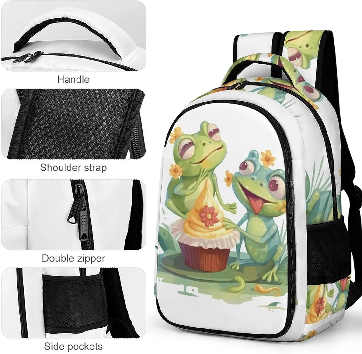 Laptop Backpack for Men Women Daypack Two Frogs Eating Cake Computer Bag Travel Backpacks Laptop Bag