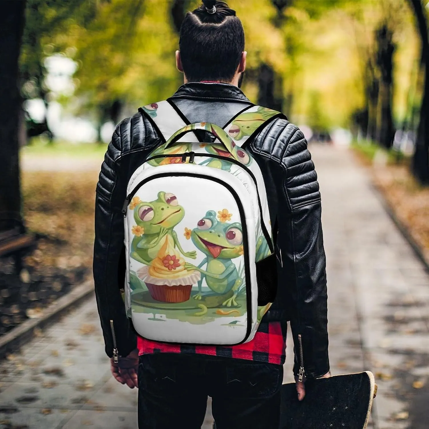 Laptop Backpack for Men Women Daypack Two Frogs Eating Cake Computer Bag Travel Backpacks Laptop Bag