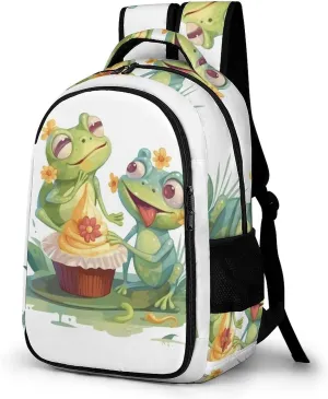 Laptop Backpack for Men Women Daypack Two Frogs Eating Cake Computer Bag Travel Backpacks Laptop Bag