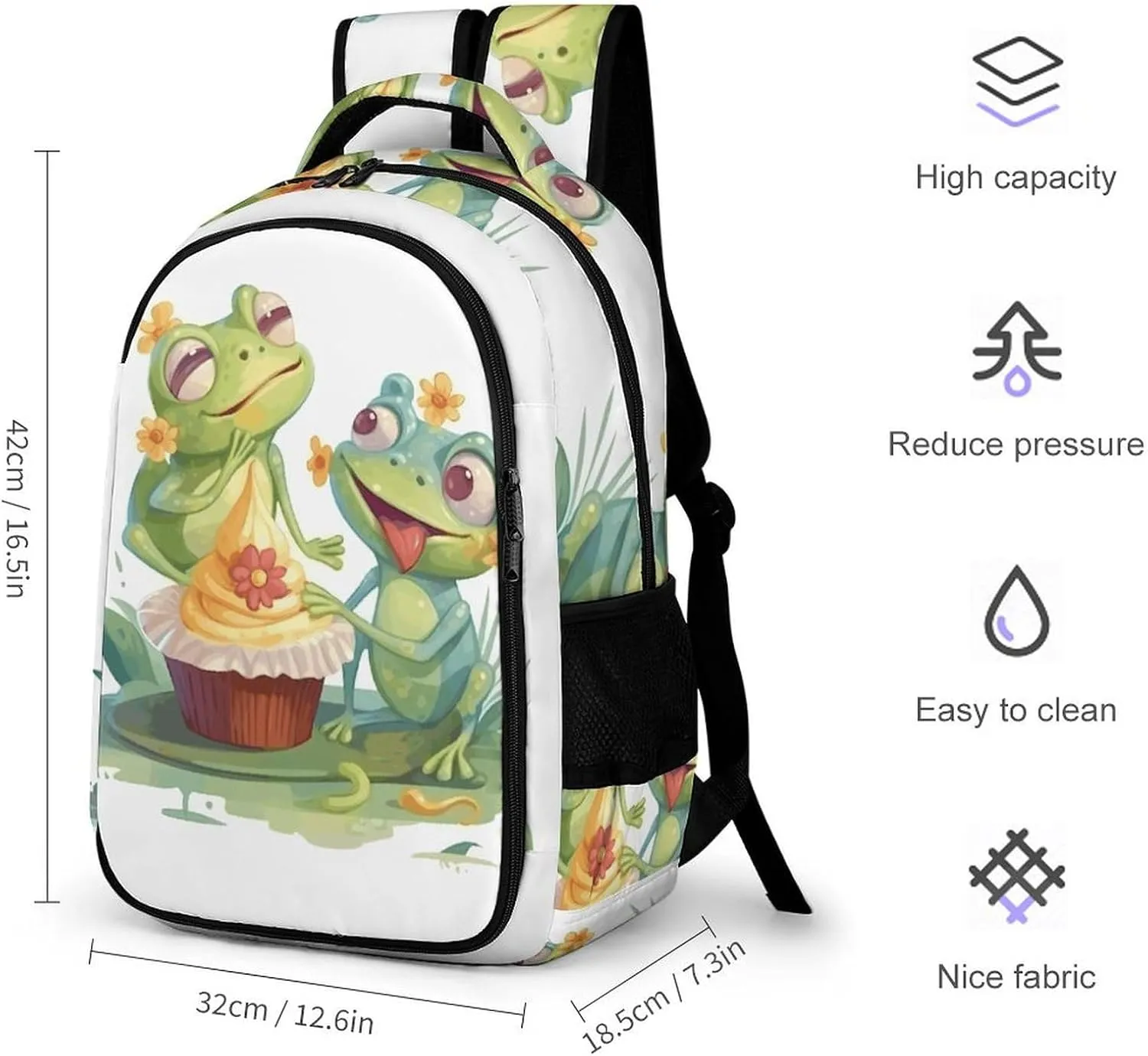 Laptop Backpack for Men Women Daypack Two Frogs Eating Cake Computer Bag Travel Backpacks Laptop Bag