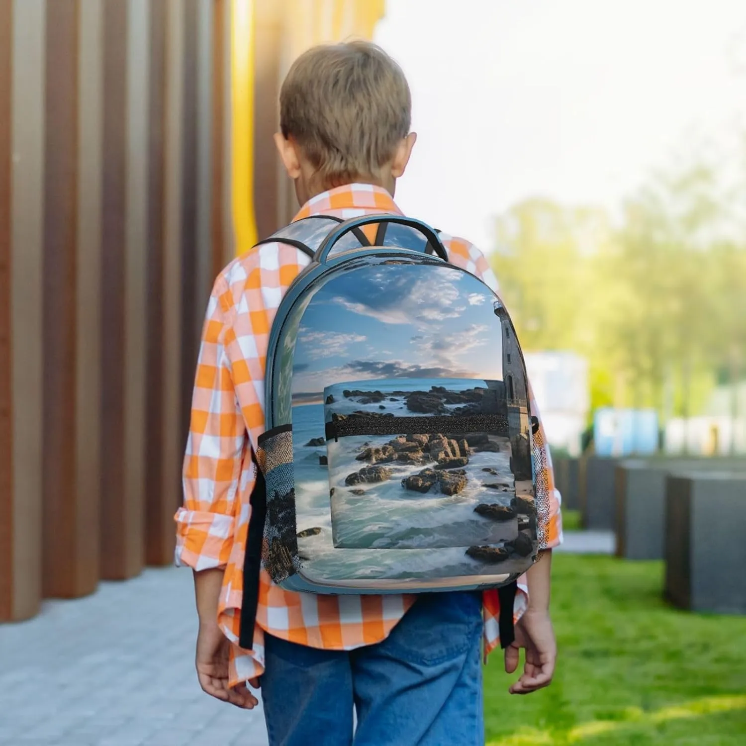 Laptop Backpack for Men Women Lightweight Travel Backpack Beach Lighthouse Daypack Laptop Bag for Travel