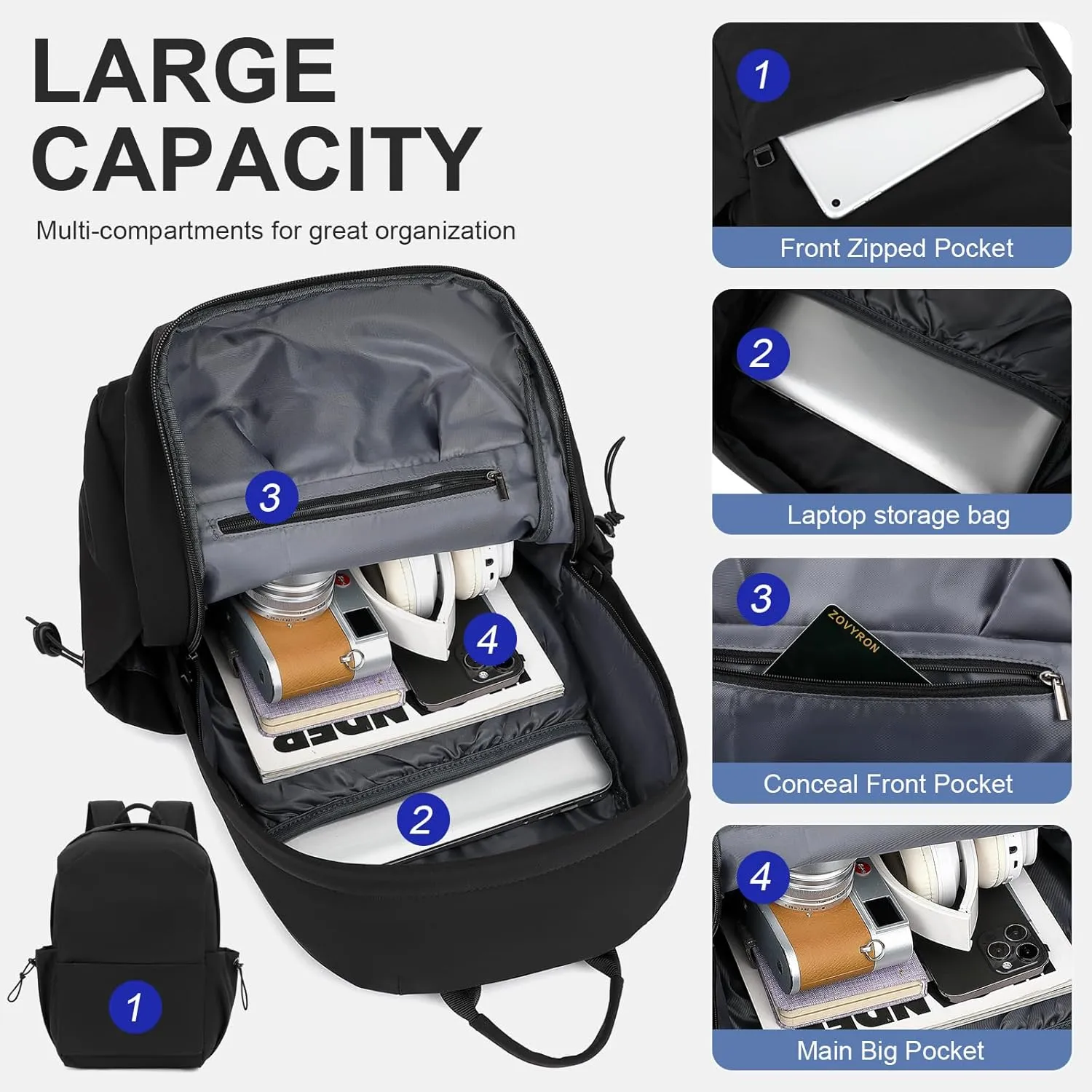 Laptop Backpack for Work, College, Travel, Lightweight Waterproof Daily Backpacks for Men Women, Sport Rucksack Computer Bag Fits 15.6 Inch Notebook
