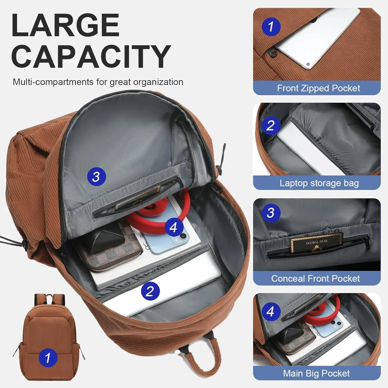 Laptop Backpack for Work, College, Travel, Lightweight Waterproof Daily Backpacks for Men Women, Sport Rucksack Computer Bag Fits 15.6 Inch Notebook