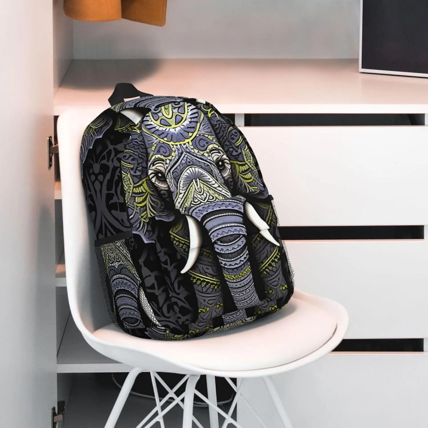 Laptop Backpack Lightweight Backpack for Men Women Daypack Elephant white pattern Laptop Bag Casual Backpack for Travel