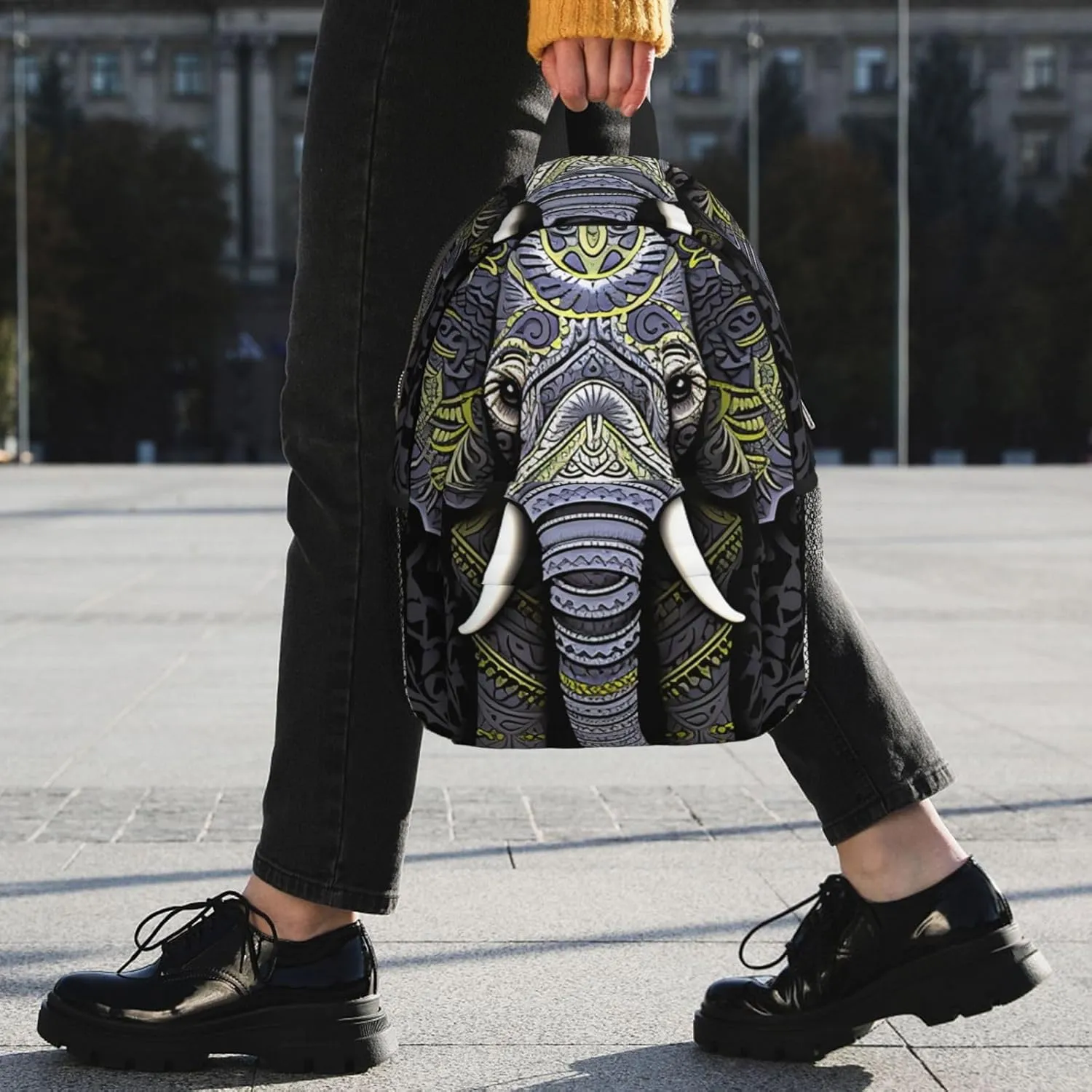 Laptop Backpack Lightweight Backpack for Men Women Daypack Elephant white pattern Laptop Bag Casual Backpack for Travel