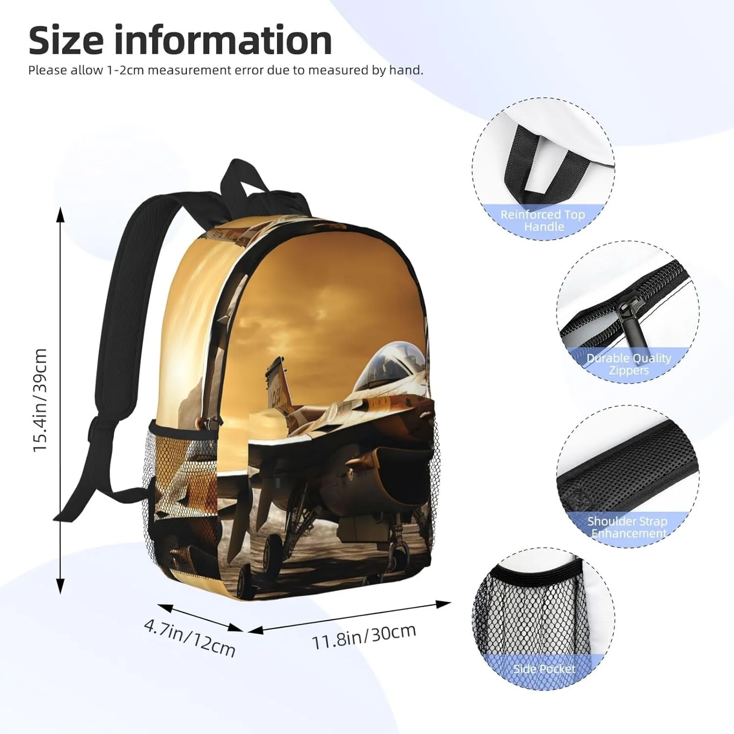 Laptop Backpack Lightweight Backpack for Men Women Daypack Falcon Fighter Laptop Bag Casual Backpack for Travel