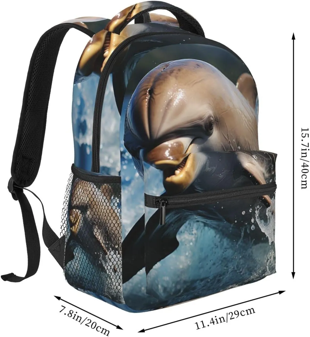 Laptop Backpack Lightweight Daypack for Men Women Earth and Space Dinosaurs Backpack Laptop Bag for Travel Hiking, Dolphin Jumping Out of Water, One Size