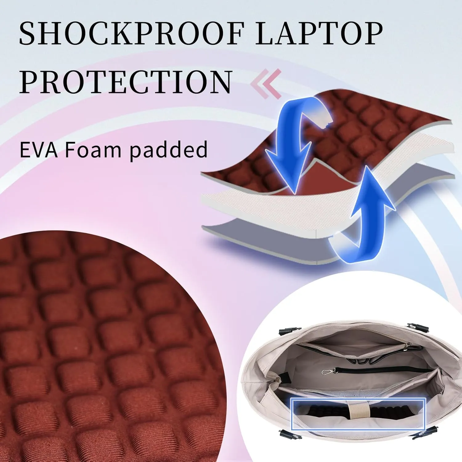 Laptop Tote Bag for Women, 15.6 Inch Computer Shoulder Bag Teacher Work Bag Travel Purse with Small Pouch VONXURY