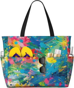 Large Beach Bag Waterproof Beach Totes Bags for Women Men, Pool Bag with Zipper Pocket