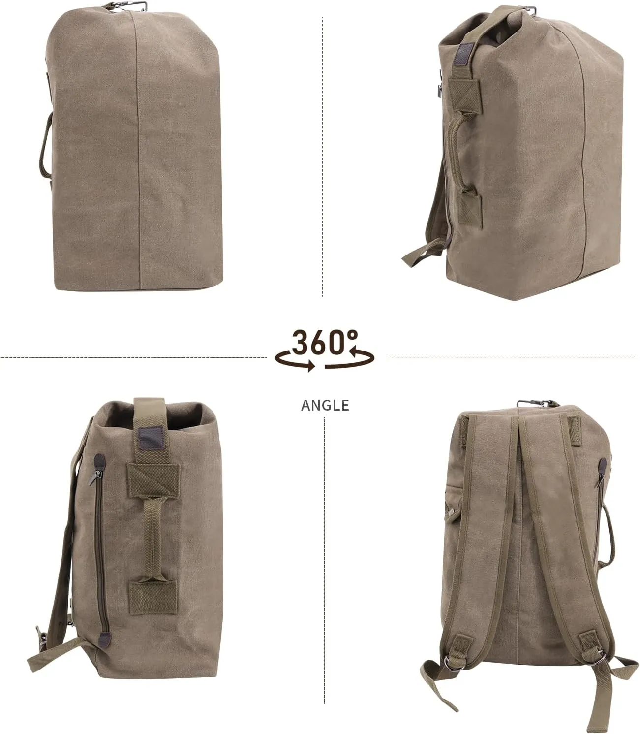 Large Capacity Canvas Leisure Backpack Tactical Military Duffel Bags Travel Climbing Bag,Gym Bag Top Load for Outdoor Sports (Army Green, Upgrade L)