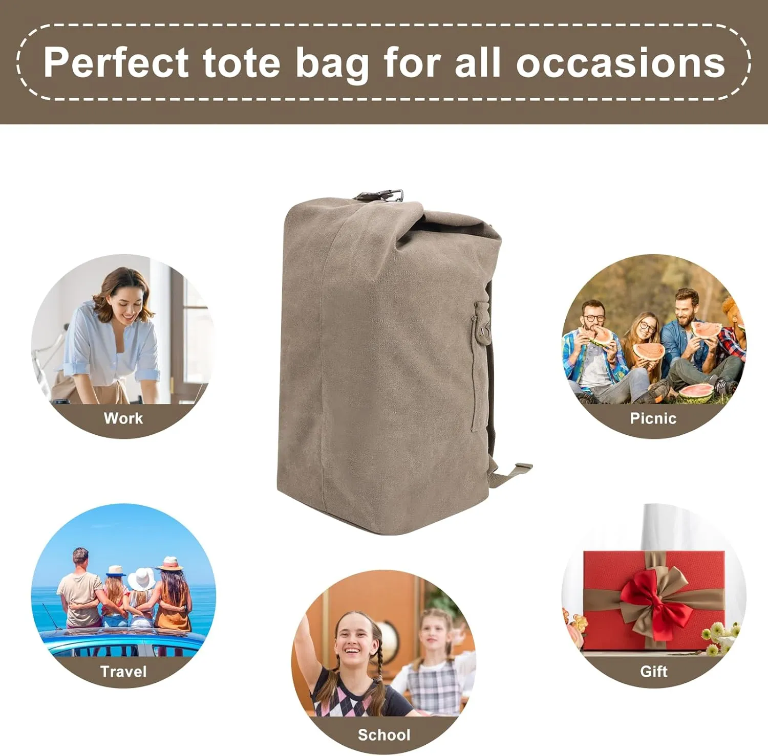 Large Capacity Canvas Leisure Backpack Tactical Military Duffel Bags Travel Climbing Bag,Gym Bag Top Load for Outdoor Sports (Army Green, Upgrade L)