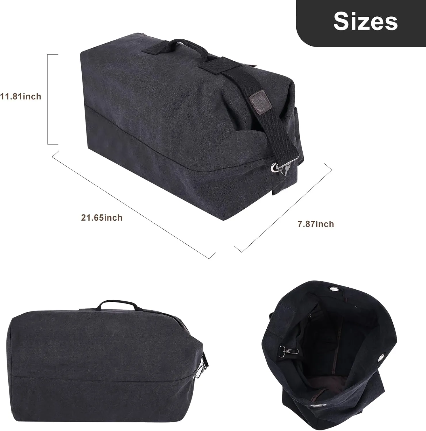 Large Capacity Canvas Leisure Backpack Tactical Military Duffel Bags Travel Climbing Bag,Gym Bag Top Load for Outdoor Sports (Black, Upgrade L)