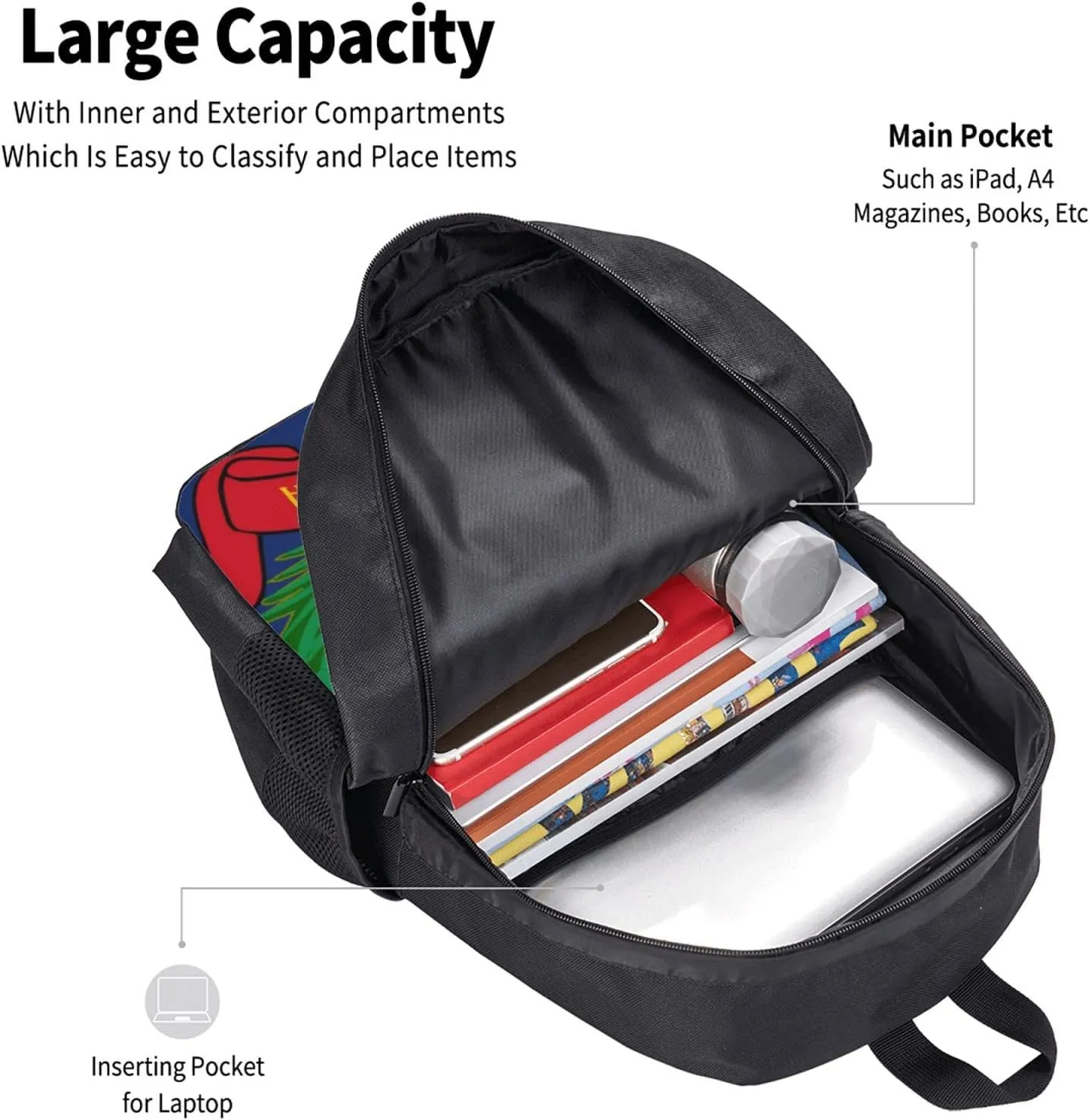 Large Capacity Rucksack, for Dominican Republic Flag Anti-Theft Multipurpose Bookbag, Daypack Backpack, Travel Hiking & Camping Rucksack, Laptop Backpack