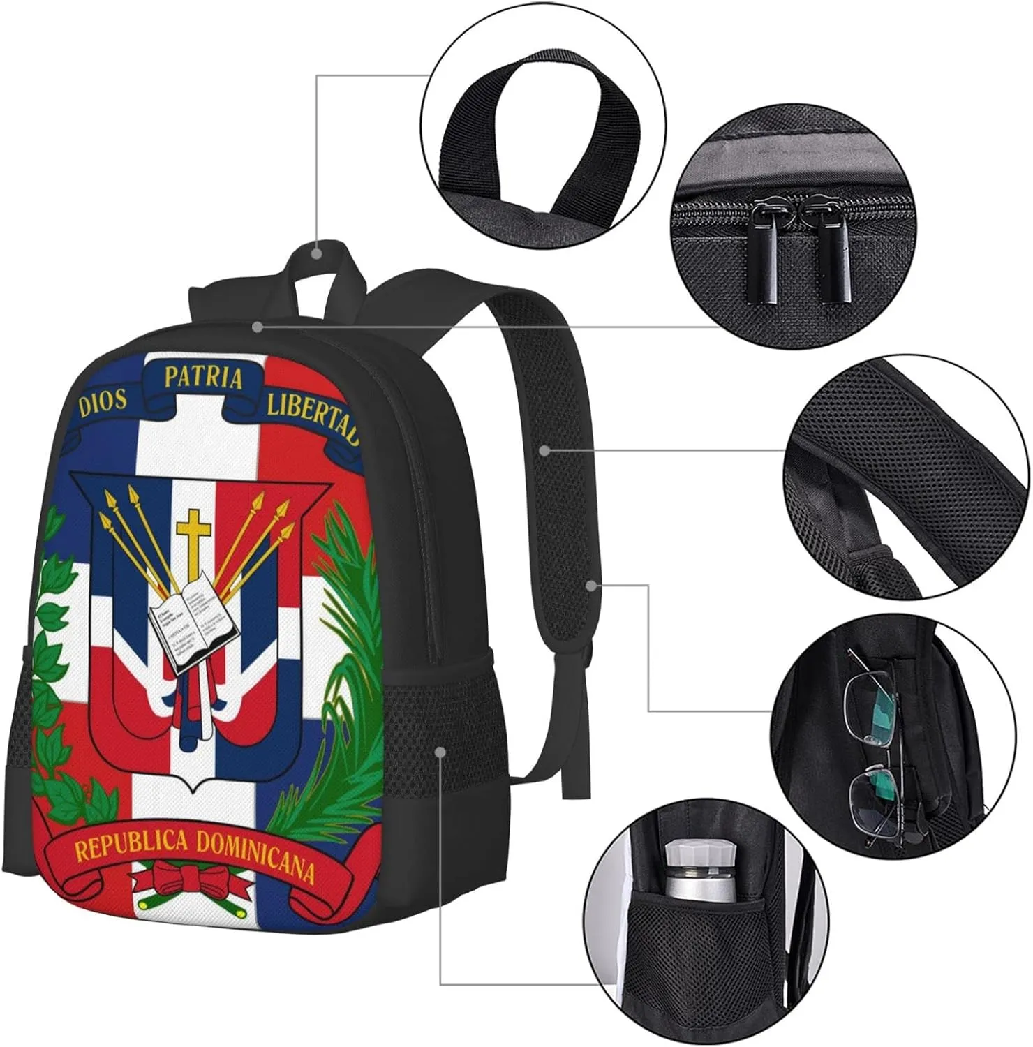 Large Capacity Rucksack, for Dominican Republic Flag Anti-Theft Multipurpose Bookbag, Daypack Backpack, Travel Hiking & Camping Rucksack, Laptop Backpack