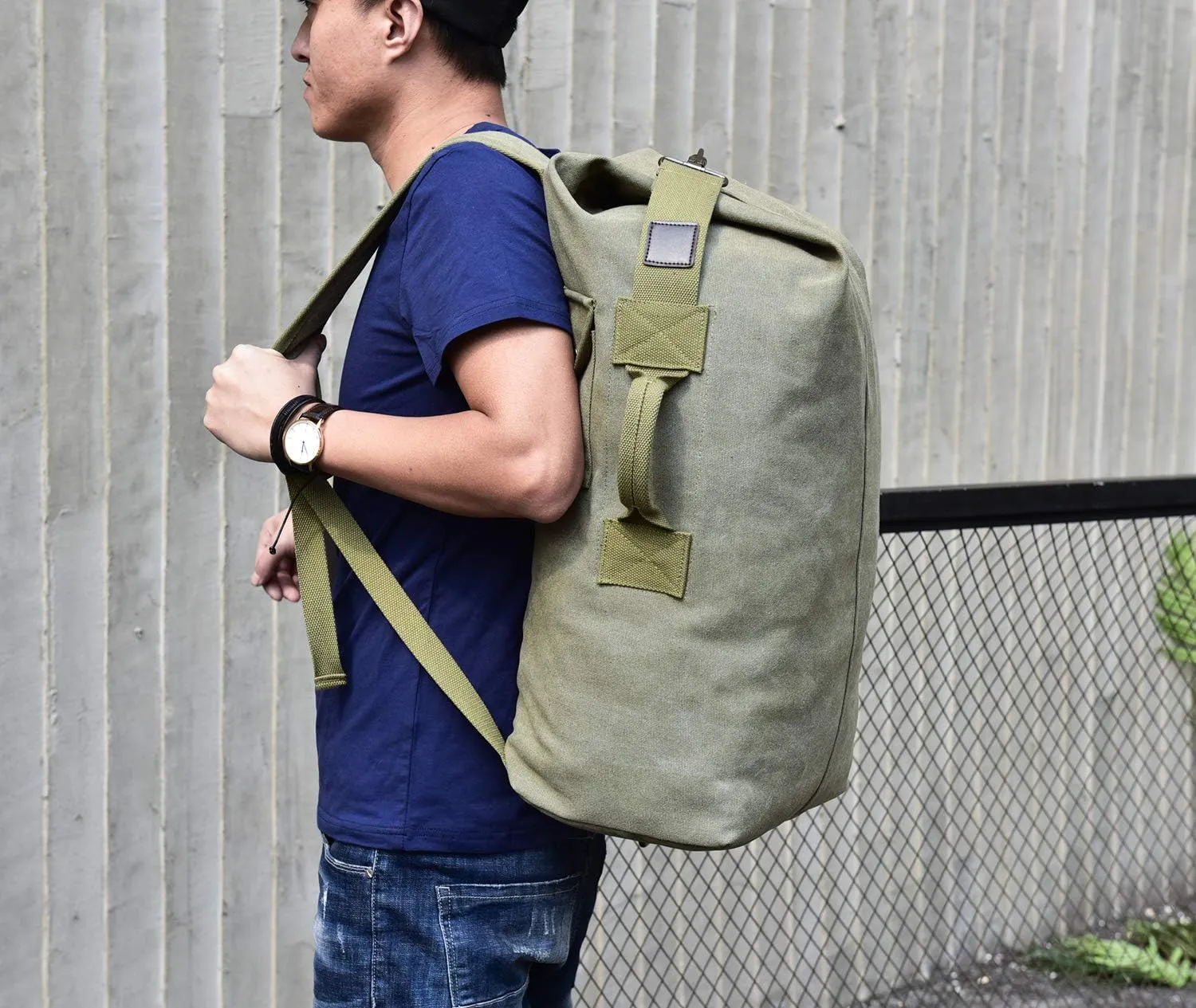 Large Capacity Travel Climbing Bag Tactical Military Duffel Bag Top Load Double Strap Canvas Backpack