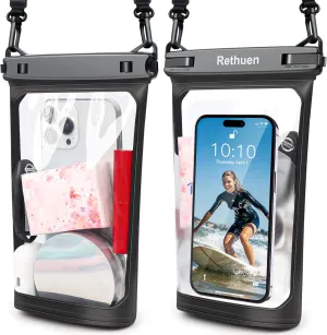 Large Waterproof Phone Pouch, Floating Water Proof Bag for iPhone 16 15 14 13 12 Pro Max Galaxy S24 S23 S22 All Phones, Cell Phone Dry Bag for Beach Cruise Swimming Rafting Boating (Black   Black)
