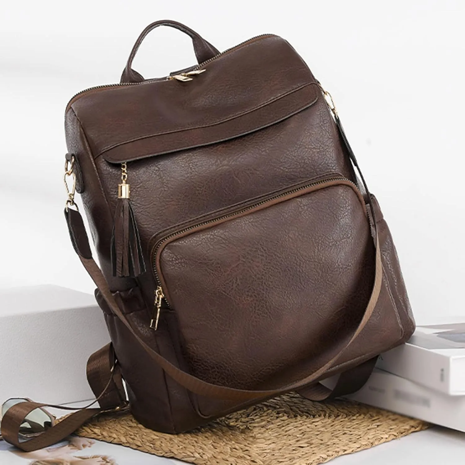 Leather Handbags for Women Waterproof Stylish Daypack Purses Shoulder Bags Fashion Soft Leather Outdoor Backpack