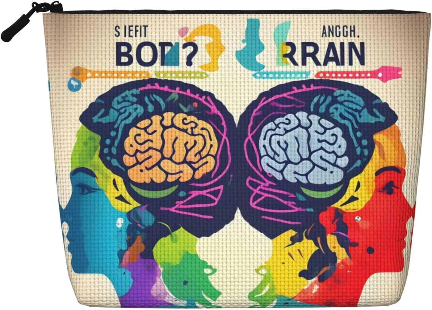 Left and Right Brain Advantage print Cosmetic Bag, Makeup Bag Organizer with Zipper Cute Make Up Pouches Travel Szie Toiletry Bag