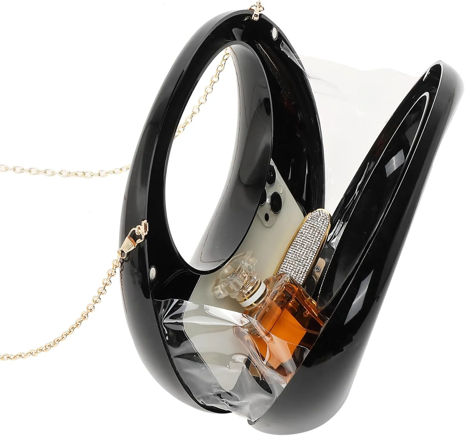 LETODE Acrylic Clutch Purses for Women Evening Handbag Top-handle Moon Hobo Bag