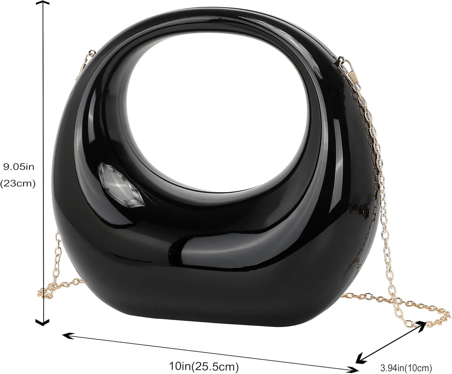 LETODE Acrylic Clutch Purses for Women Evening Handbag Top-handle Moon Hobo Bag
