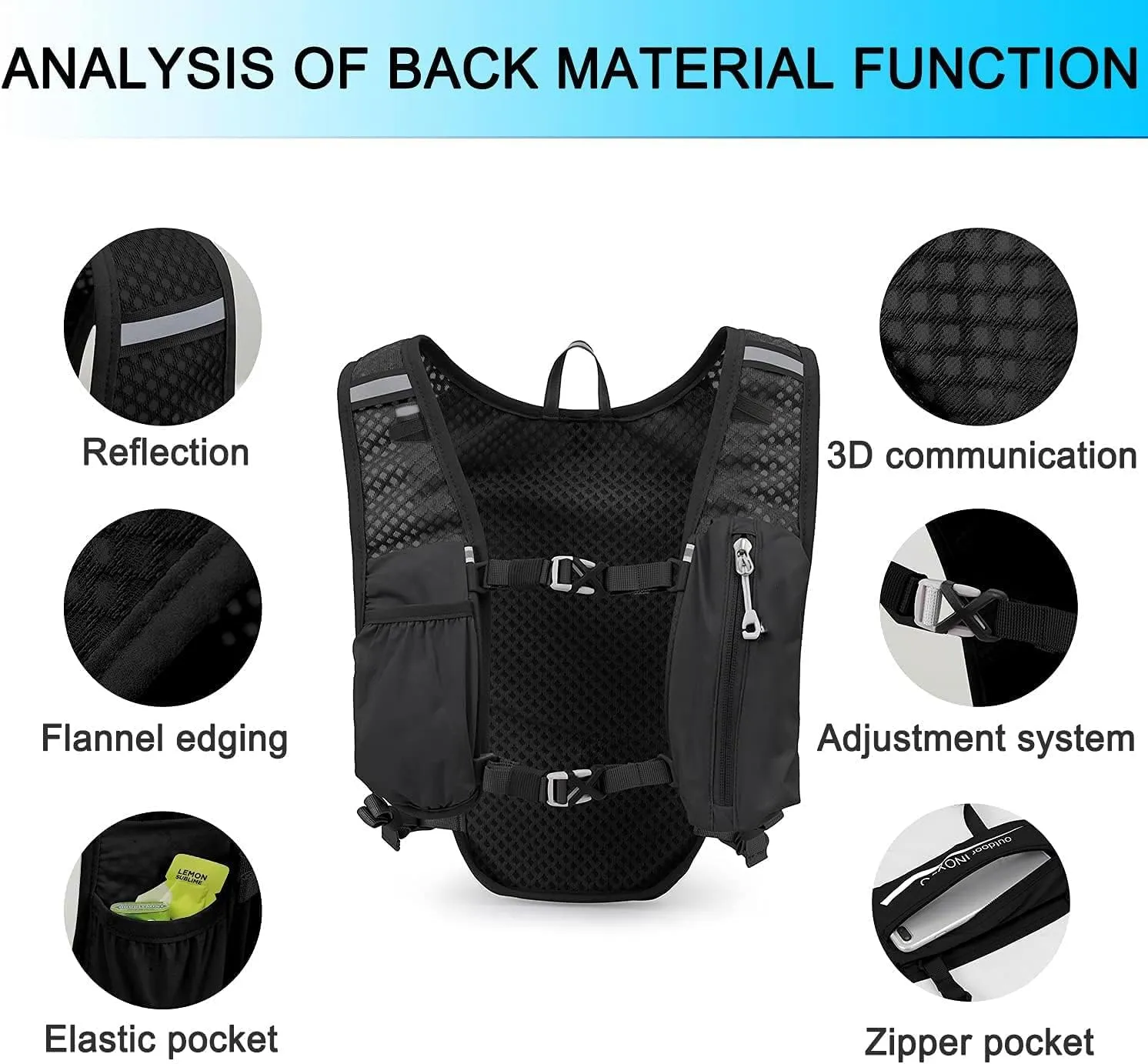 Lightweight Backpack Running Backpack for Men & Women, 6L Breathable Bike Rucksack for Cycling Hiking Outdoor Sports and Travel