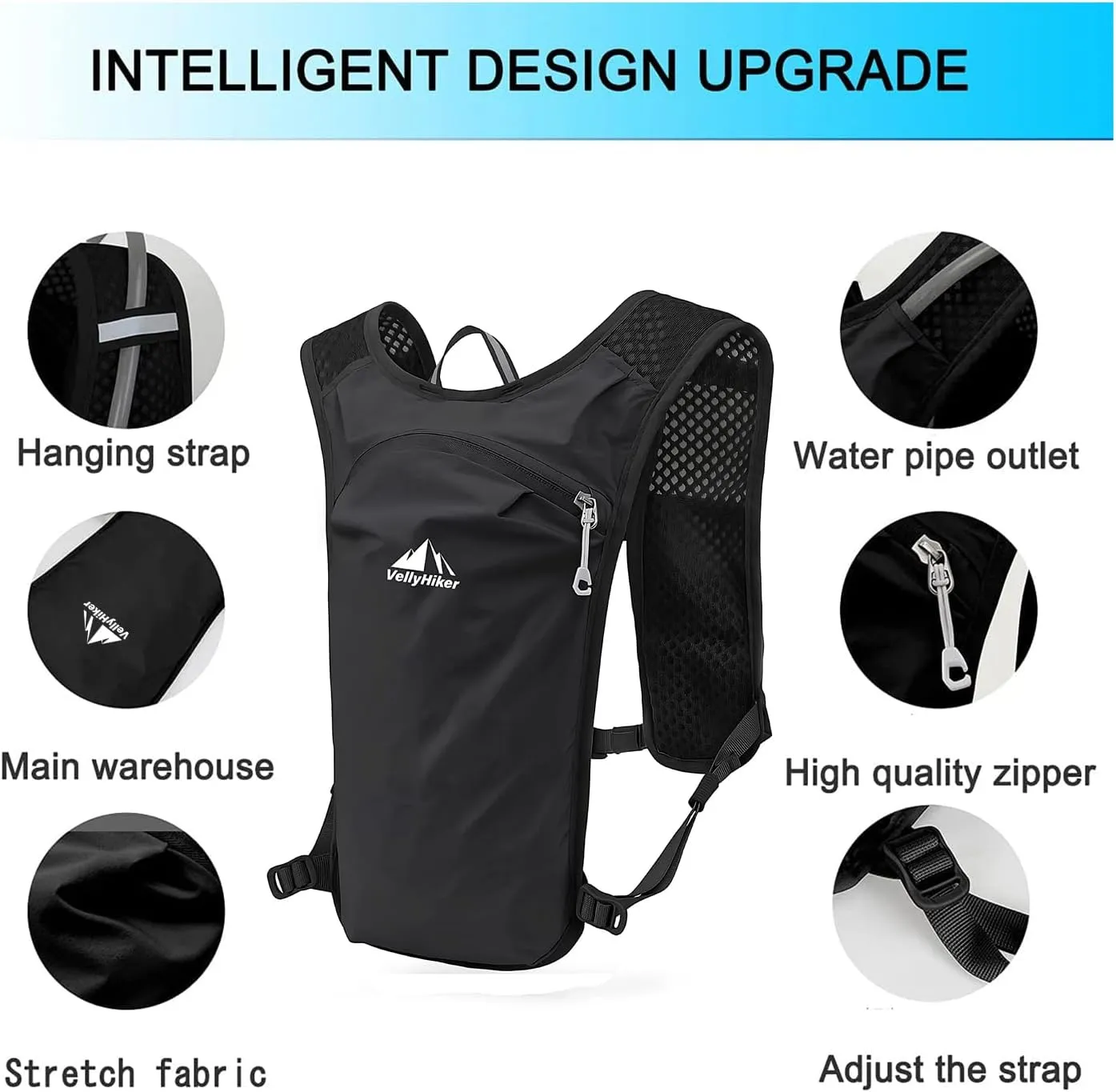 Lightweight Backpack Running Backpack for Men & Women, 6L Breathable Bike Rucksack for Cycling Hiking Outdoor Sports and Travel