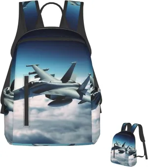 Lightweight Hiking Backpack Casual Laptop Backpack for Men Women Aircraft Fighter Jets Bookbag Travel Daypack