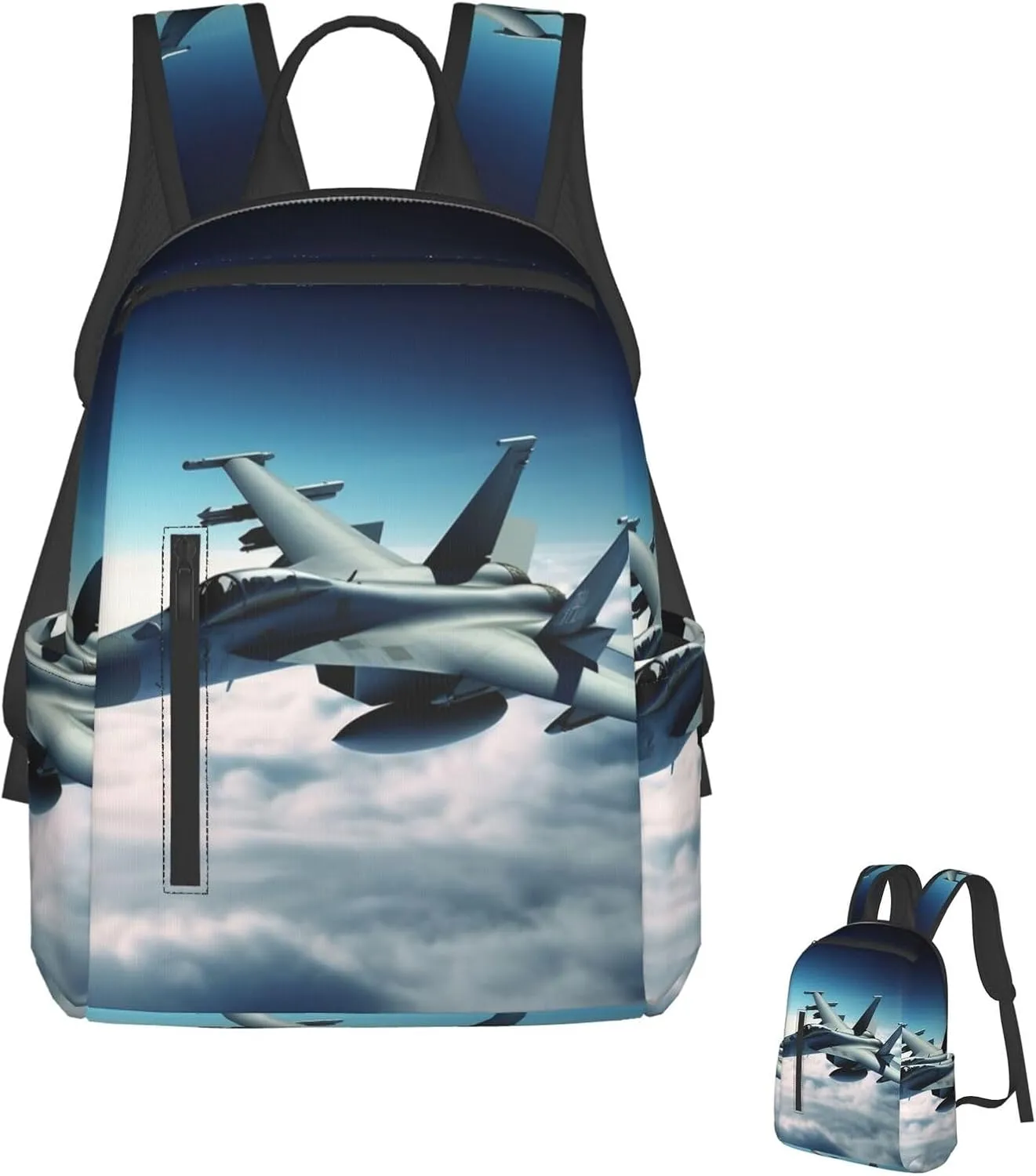 Lightweight Hiking Backpack Casual Laptop Backpack for Men Women Aircraft Fighter Jets Bookbag Travel Daypack