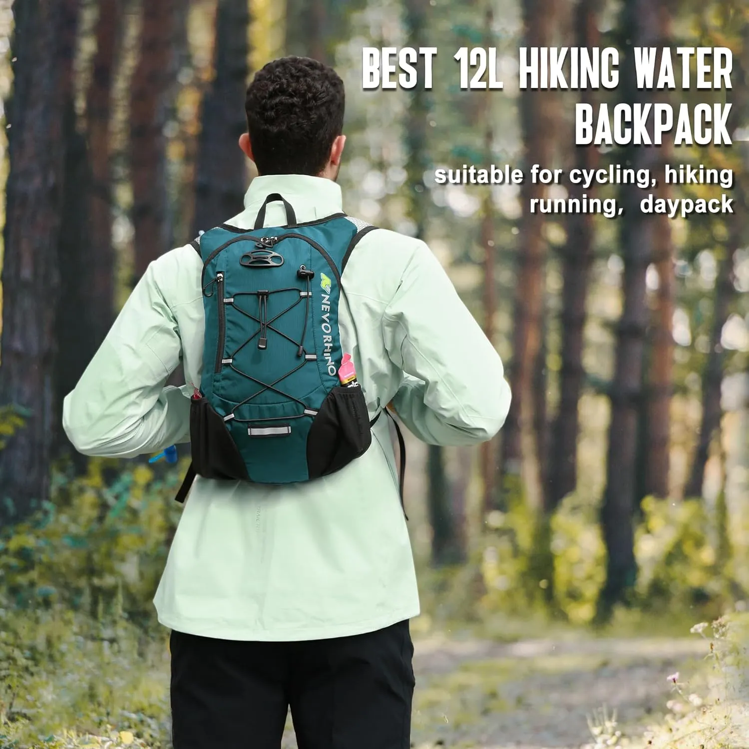 Lightweight Hydration Backpack, Running Backpack with 2L Water Bladder, Hydro Water Daypack for Cycling Hiking Rave for Men Women