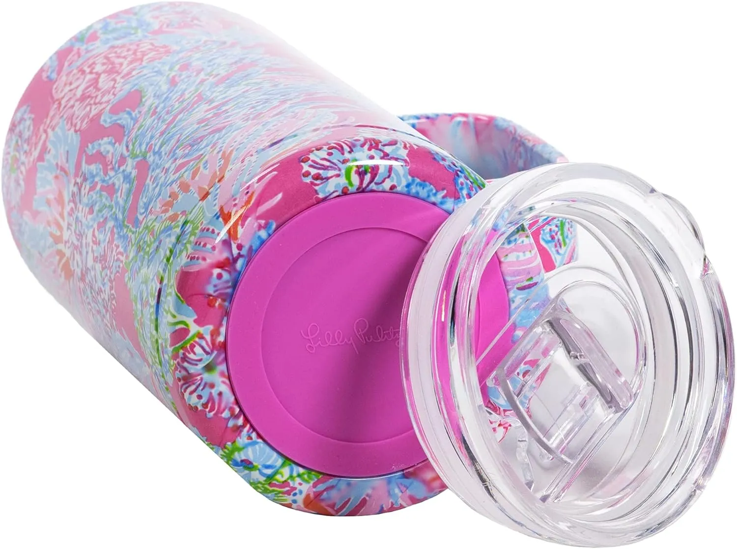 Lilly Pulitzer 16 Oz Travel Mug with Handle and Lid, Stainless Steel Insulated Coffee Tumbler, Double Wall Metal Cup, Seaing Things