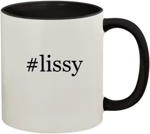 #lissy - 11oz Ceramic Colored Handle and Inside Coffee Mug Cup, Black