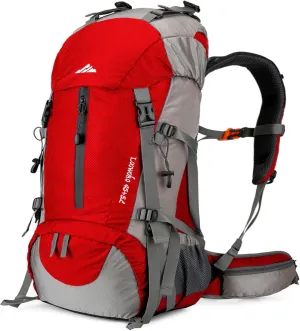 Loowoko 50L Hiking Backpack, Waterproof Camping Essentials Bag with Rain Cover, 45 5 Liter Lightweight Backpacking Back Pack