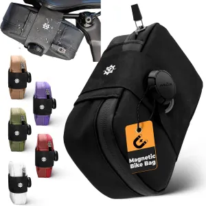 Lumiere & Co. Bike Bag Fidlock Magnetic Buckle Saddle Bag – Bike Seat Bag for Road and Cycling, Fast and Easy Attachment, Under-Seat Bicycle Storage, Bike Bags (Black, Large)