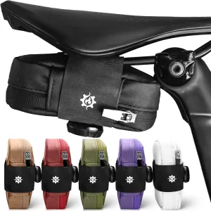 Lumiere & Co. Bike Bag, Fidlock Magnetic Buckle Saddle Bag – Small Bike Seat Bag for Road Cycling, Fast and Easy Attachment, Under-Seat Bicycle Storage, Bike Bags (Black, Small)