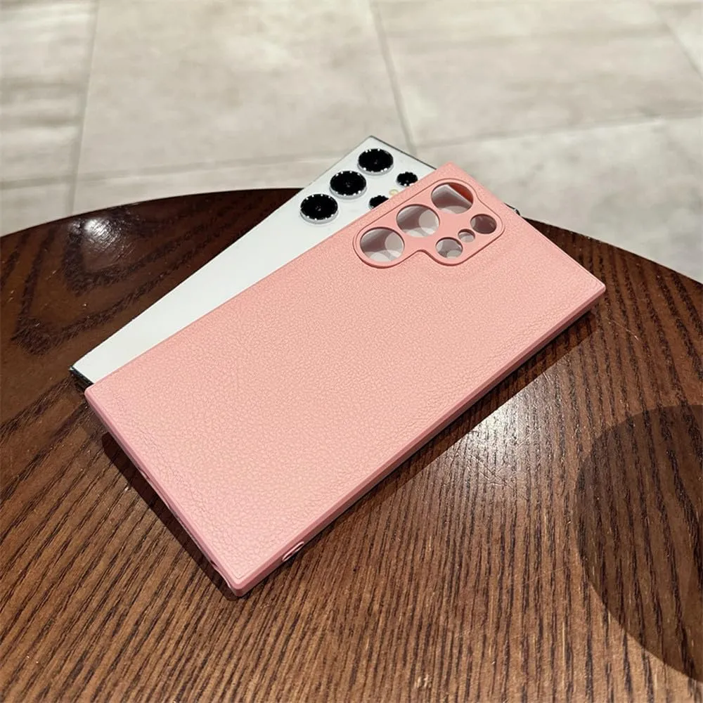 Luxury PU Leather Pattern Matte Phone Case for Samsung Galaxy S25 S24 S23 S22 S21 Ultra Plus Camera Protection Shockproof Cover,Antique White,for Galaxy S23 Ultra