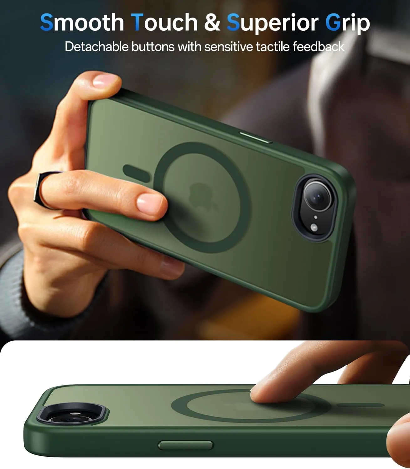 Magnetic Case Designed for iPhone 16e (6.1 inch), [with 2X Clear Screen Protectors][Compatible with MagSafe], Military-Grade Protection, Shockproof Protective Case for iPhone SE 4th (2025), Green